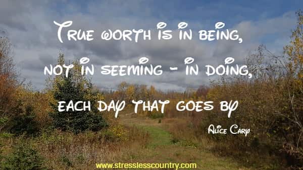 True worth is in being, not in seeming - in doing, each day that goes by