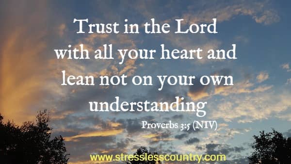 Trust in the Lord with all your heart and lean not on your own understanding