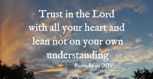 Trust in the Lord with all your heart and lean not on your own understanding