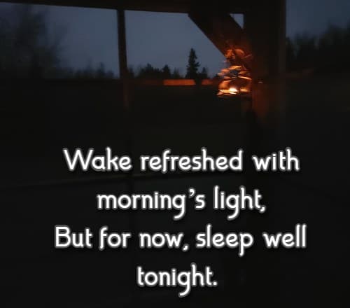 Wake refreshed with morning’s light, But for now, sleep well tonight