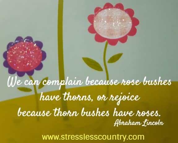 We can complain because rose bushes have thorns, or rejoice 
because thorn bushes have roses.   Abraham Lincoln