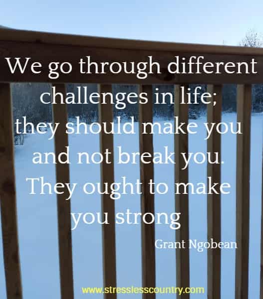 We go through different challenges in life; they should make you and not break you. They ought to make you strong