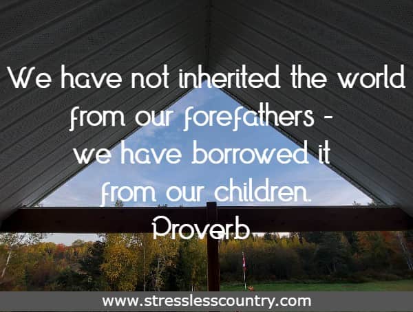We have not inherited the world from our forefathers - we have borrowed it from our children.