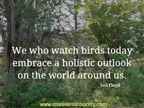 	 We who watch birds today embrace a holistic outlook on the world around us. 