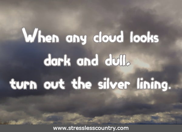 When any cloud looks dark and dull, turn out the silver lining.