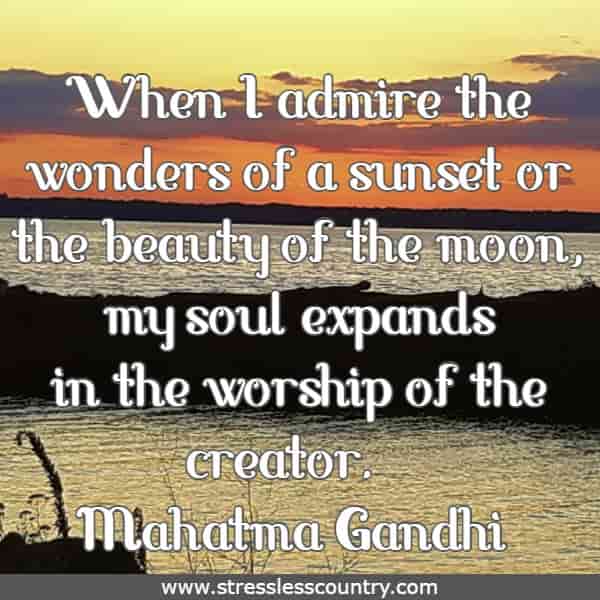 When I admire the wonders of a sunset or the beauty of the moon, my soul expands in the worship of the creator.