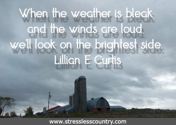 When the weather is bleak and the winds are loud, we'll look on the brightest side.