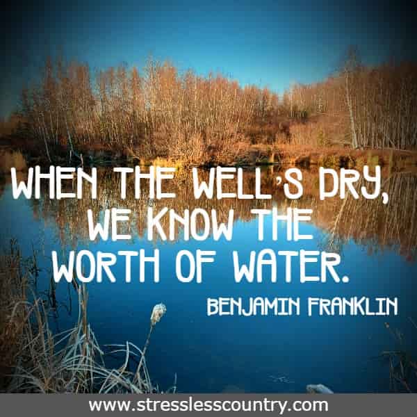 When the well’s dry, we know the worth of water.