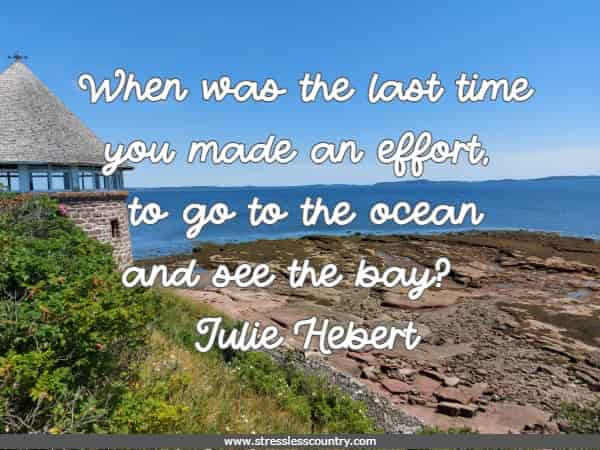 When was the last time you made an effort, to go to the ocean and see the bay?