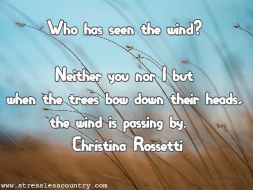 Who has seen the wind? Neither you nor I but when the trees bow down their heads, the wind is passing by.