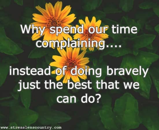 Why spend our time complaining....instead of doing bravely just the best that we can do?