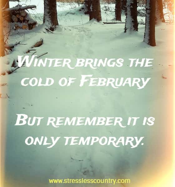 Winter brings the cold of February But remember it is only temporary.