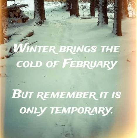 Winter brings the cold of February But remember it is only temporary.
