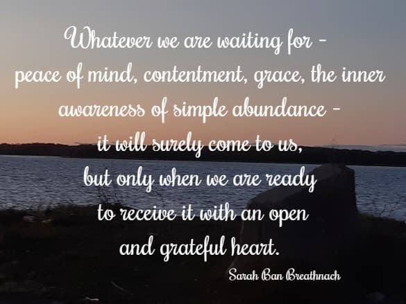 Whatever we are waiting for - peace of mind, contentment, grace, the inner awareness of simple abundance...