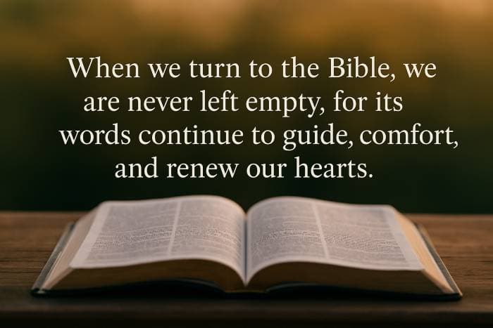 When we turn to the Bible, we are never left empty, for its words continue to guide, comfort, and renew our hearts.