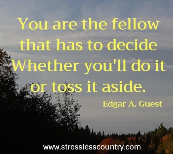 You are the fellow that has to decide Whether you'll do it or toss it aside