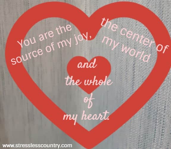 You are the source of my joy, the center of my world 
and the whole of my heart. Author Unknown