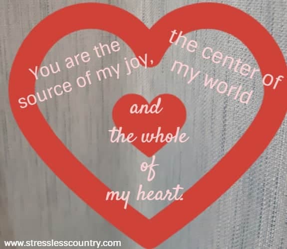 You are the source of my joy, the center of my world and the whole of my heart. Author Unknown