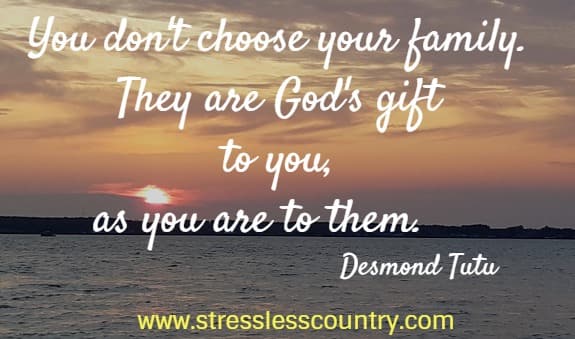 you don't choose your family.  They are God's gift to you, as you are to them. Desmond Tutu