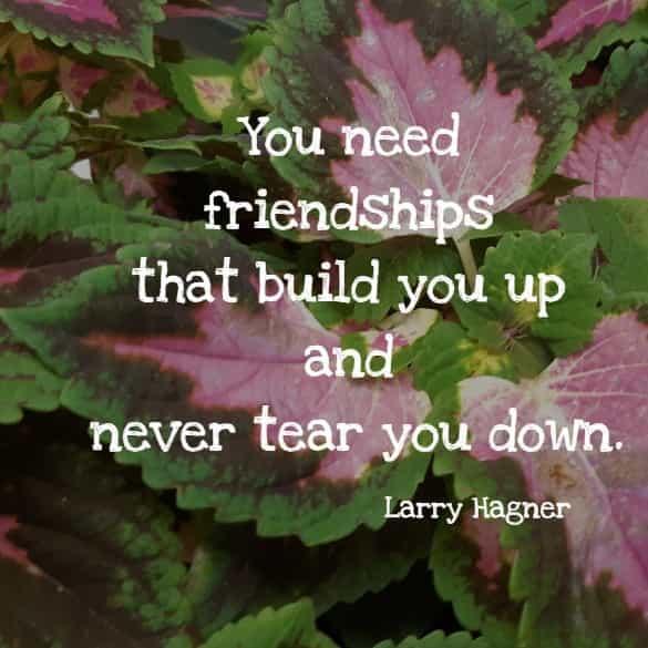 You need friendships that build you up and never tear you down.