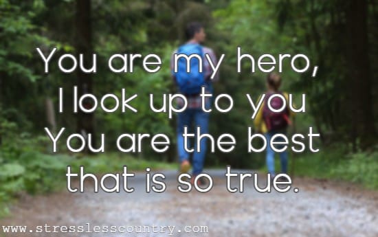 You are my hero, I look up to you you are the best that is so true.