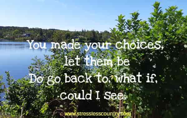 You made your choices, let them be Do go back to, what if, could I see.