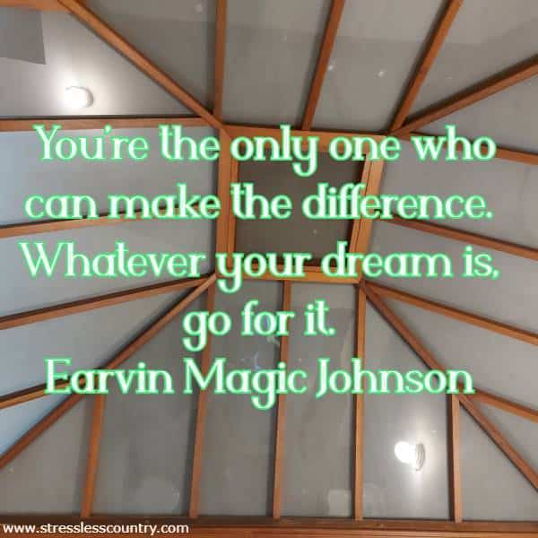 You're the only one who can make the difference. Whatever your dream is, go for it.