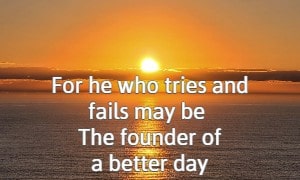 For he who tries and fails may be The founder of a better day