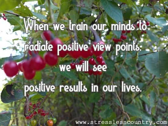 When we train our minds to radiate positive view points, we will see positive results in our lives.