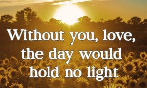 Without you, love, the day would hold no light