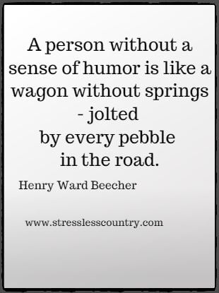 A person without a sense of humor is like a wagon without springs - jolted
by every pebble in the road. Henry Ward Beecher