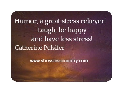 Humor, a great stress reliever! Laugh, be happy and have less stress!. Catherine Pulsifer